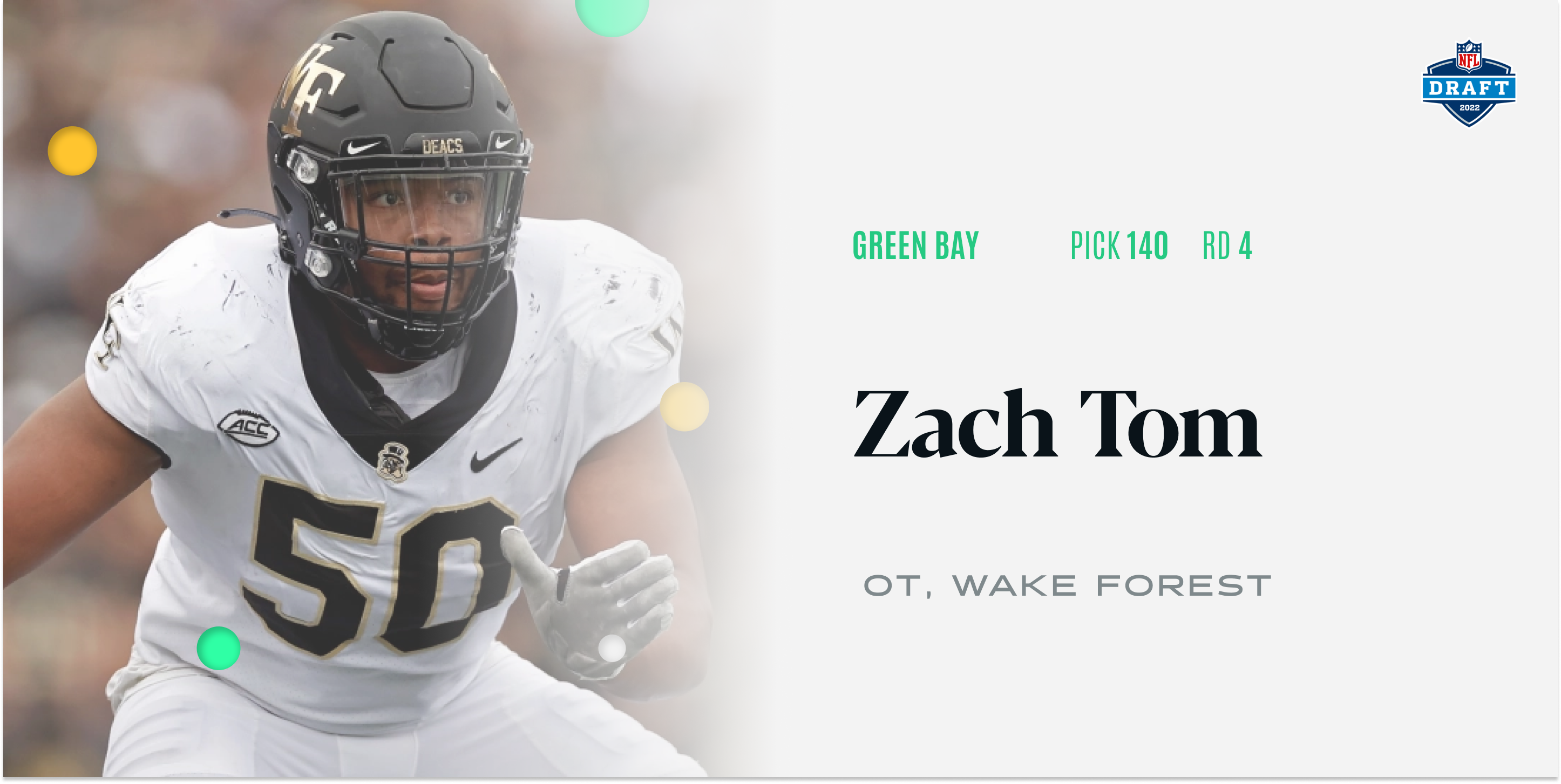 Packers select Wake Forest OL Zach Tom at No. 140 overall in 2022 NFL draft